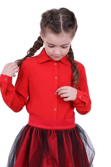 Ярко-красная блуза для маленькой модницы