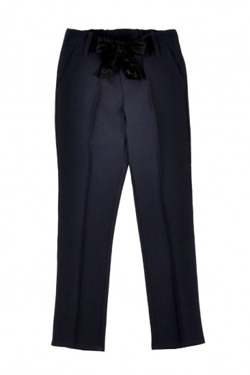 Классические брюки с велюровым стильным бантиком