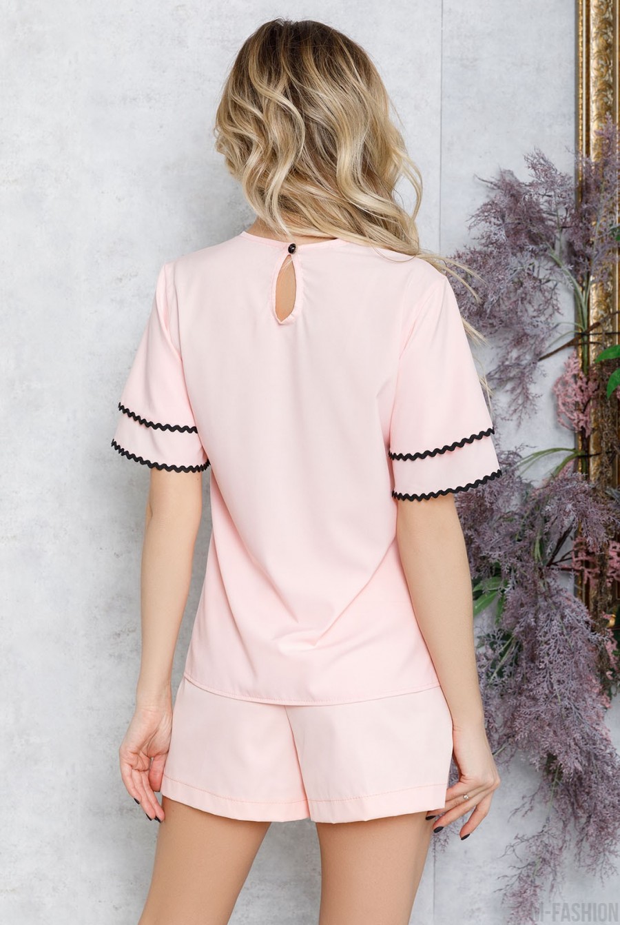 Розовая блуза с воланами- Фото 3
