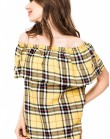 Легкая блузка с отворотом в желтую клетку