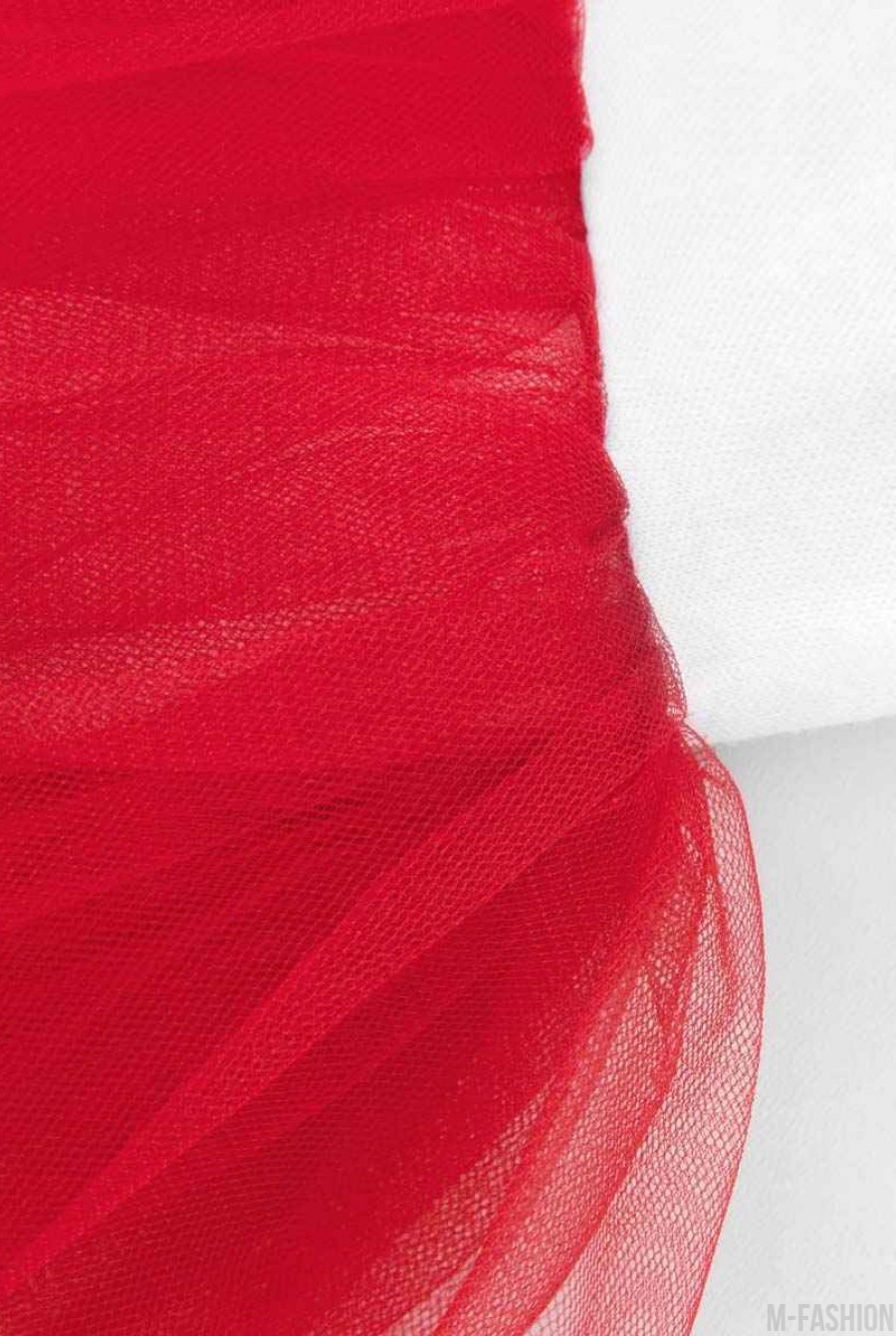 Хлопковое боди с красной фатиновой юбкой и с возможностью индивидуальной печати имени (только латиница) на принте- Фото 3