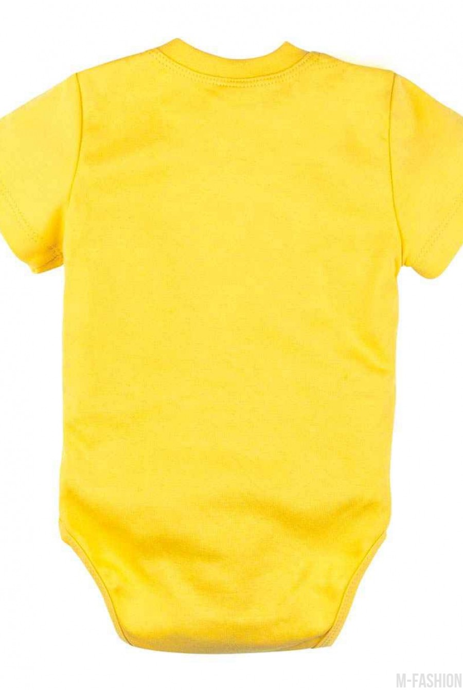 Желтое хлопковое боди с короткими рукавами и принтом- Фото 2