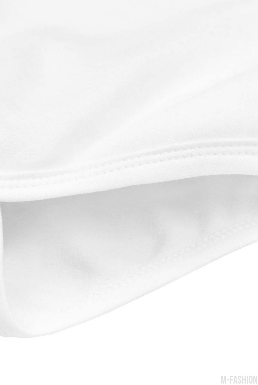 Белое трикотажное боди с короткими рукавами и принтом- Фото 4