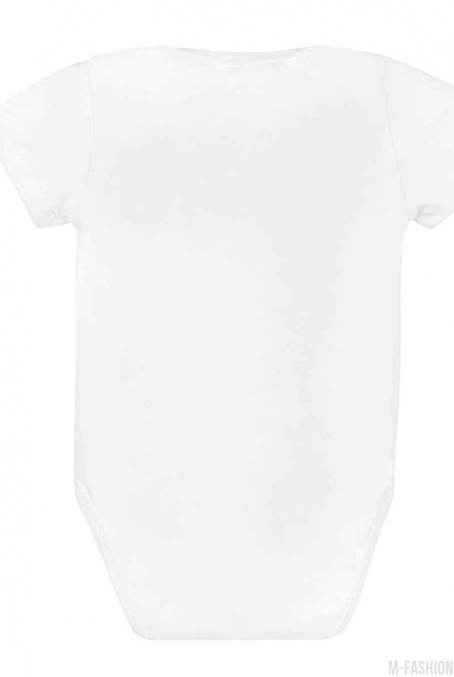 Белый котоновый боди с короткими рукавами и принтом- Фото 2