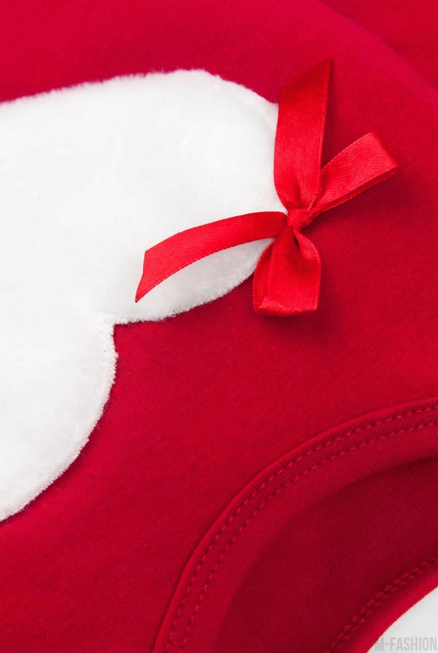 Красное трикотажное боди с длинными рукавами, с аппликацией и декором в виде крыльев на спине- Фото 3