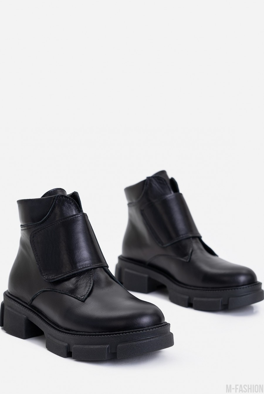 Черные ботинки на байке с передней вставкой- Фото 4