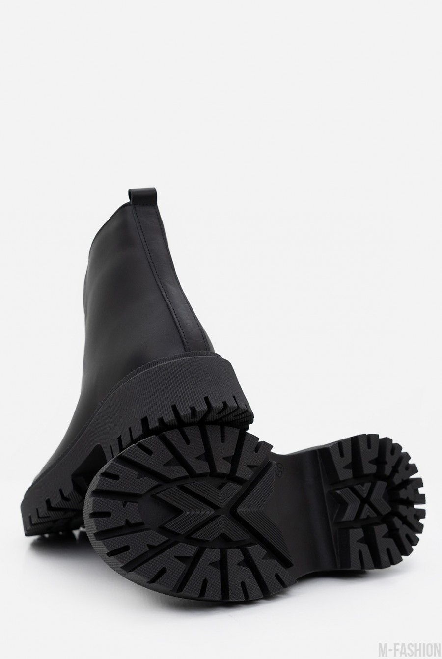 Черные кожаные ботинки с молнией- Фото 4