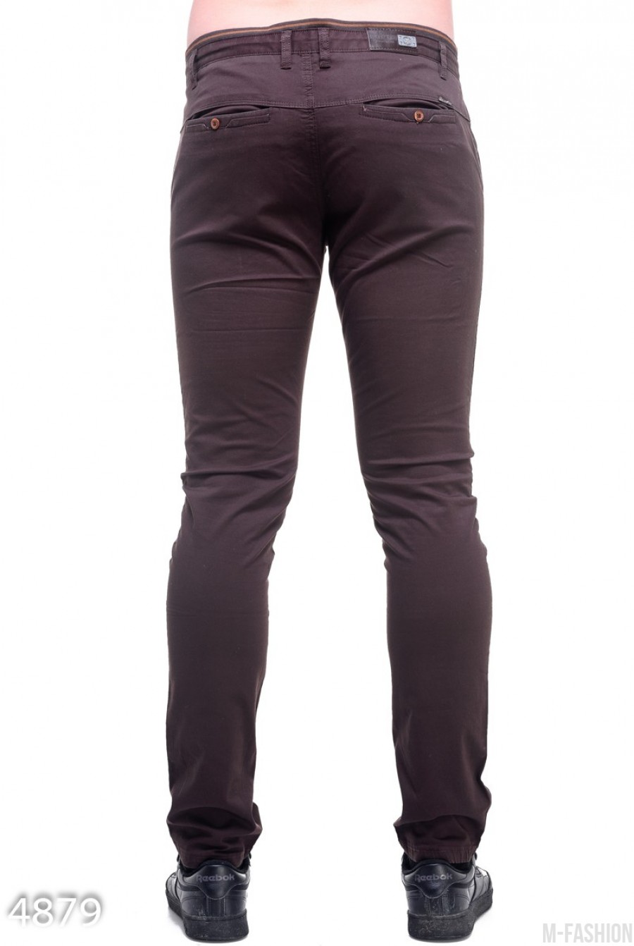 Мужские зауженные брюки цвета темного шоколада- Фото 3