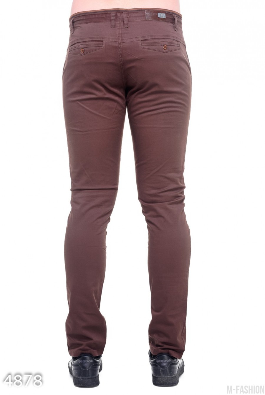Темно-коричневые мужские зауженные брюки- Фото 5