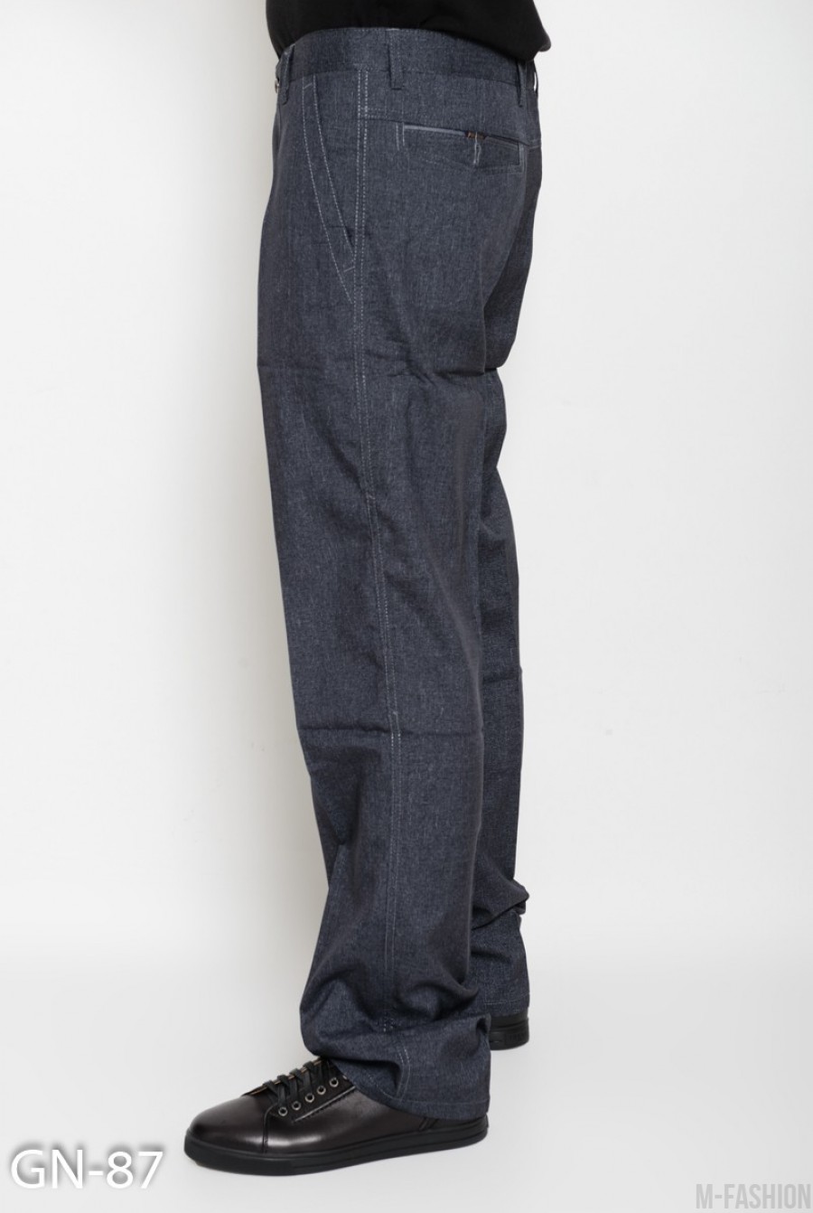 Темно-серые тонкие классические брюки со стрелками- Фото 2