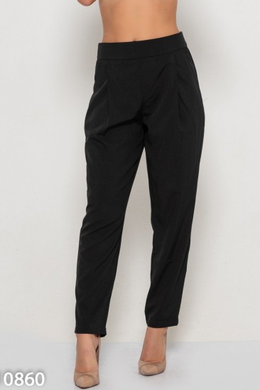 Черные брюки-дудочки с высокой посадкой