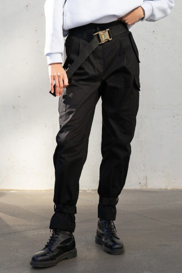 Черные коттоновые брюки карго