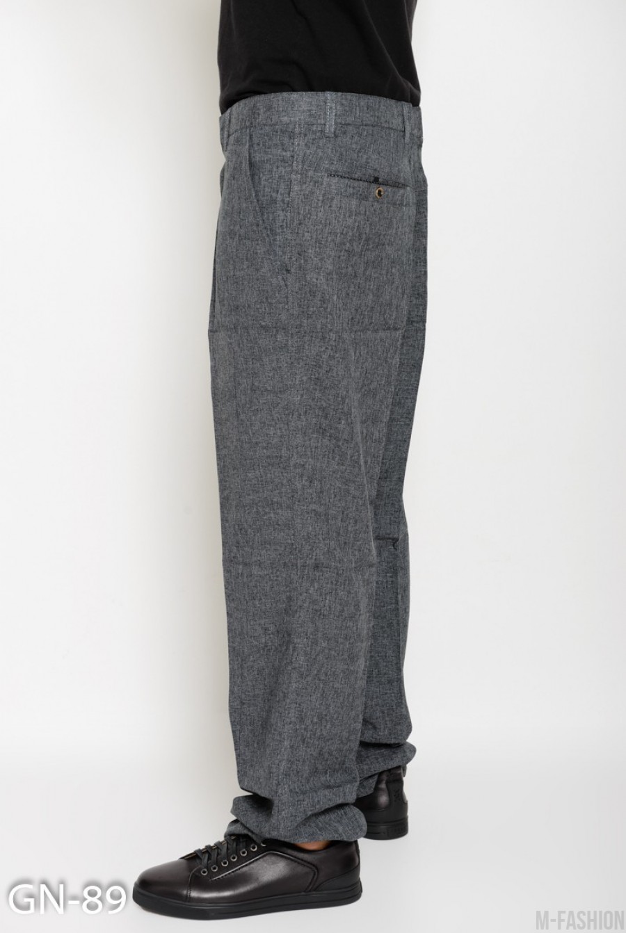 Темно-серые прямые брюки со стрелками- Фото 2