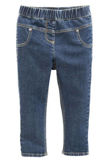Прямые темно-синие джинсы на резинке