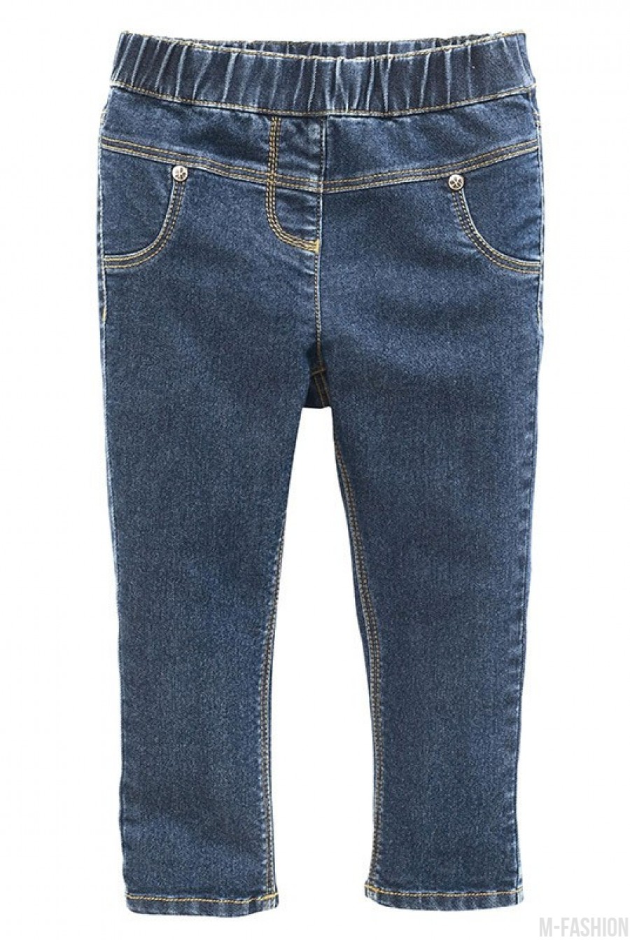 Прямые темно-синие джинсы на резинке - Фото 1
