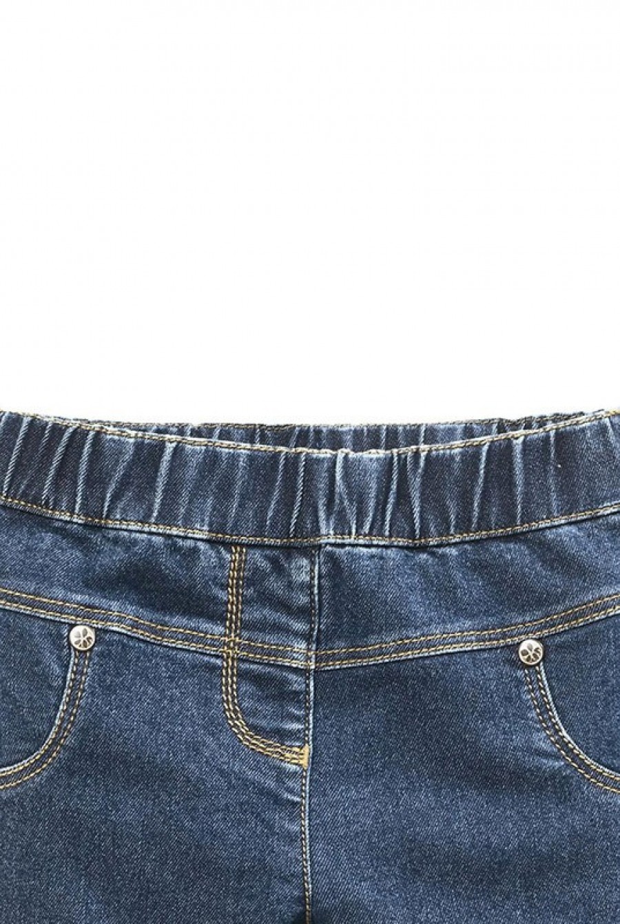 Прямые темно-синие джинсы на резинке- Фото 2