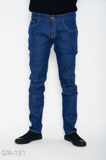 Синие тонкие однотонные джинсы прямого кроя