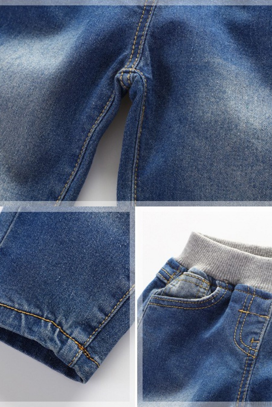 Зауженные джинсы с потертостями на резинке- Фото 5
