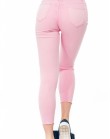 Розовые укороченные джинсы с прорезями на коленях