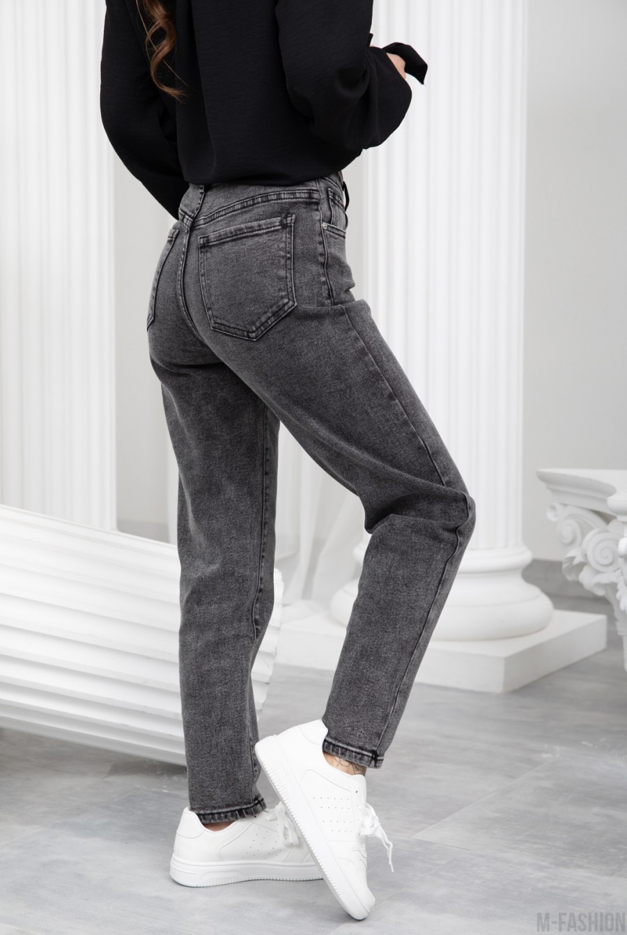Серые винтажные джинсы момы- Фото 2