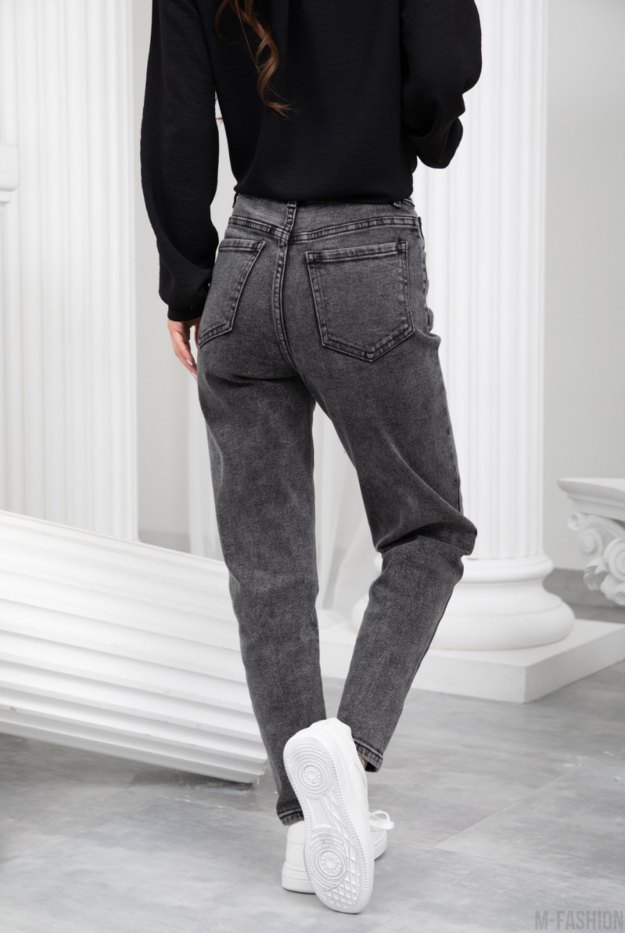 Серые винтажные джинсы момы- Фото 3
