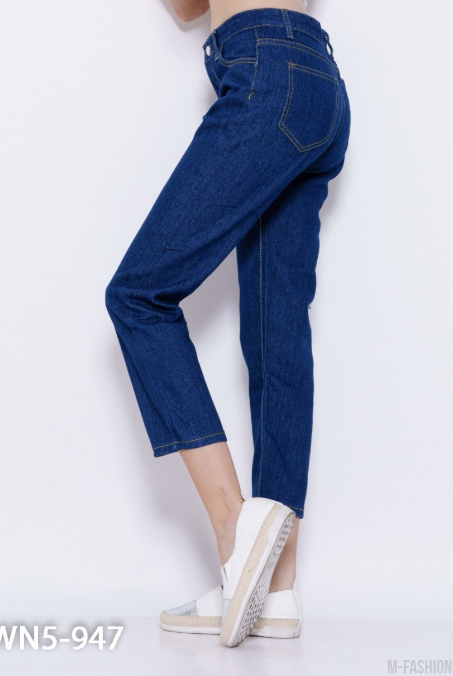 Синие прямые укороченные джинсы- Фото 2