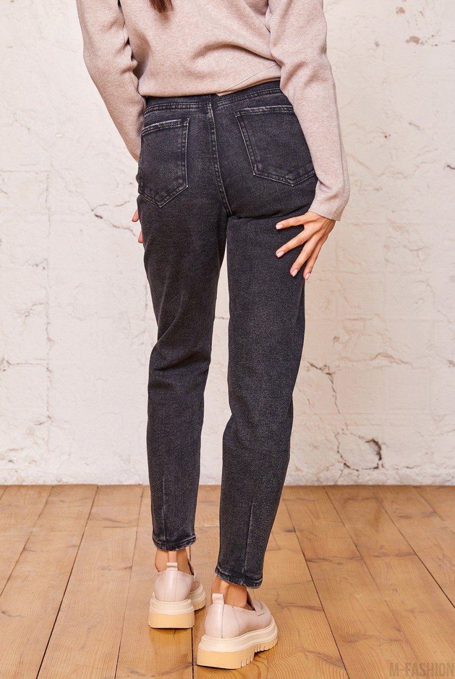 Серые винтажные джинсы Мом- Фото 3