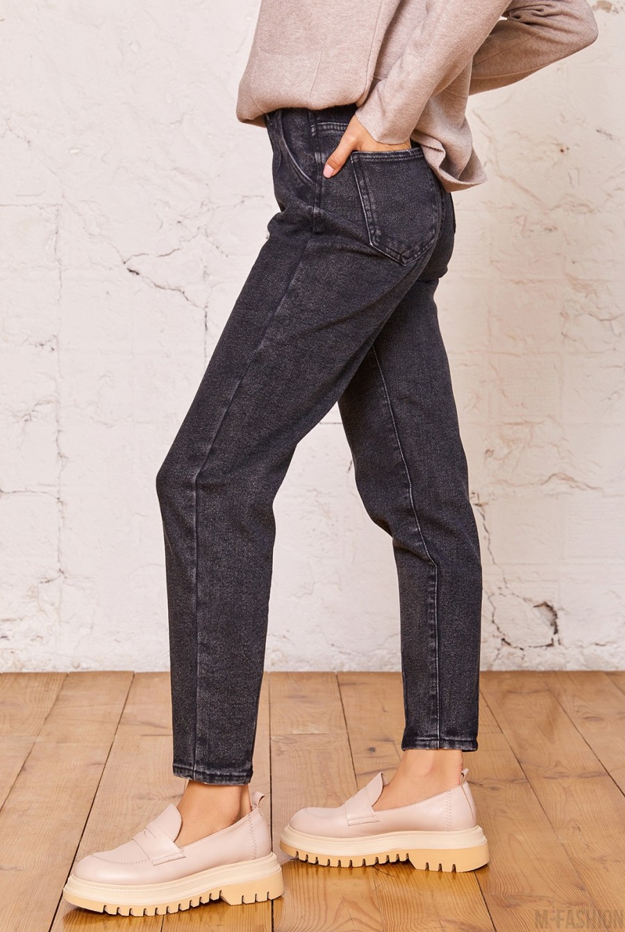 Серые винтажные джинсы Мом- Фото 2