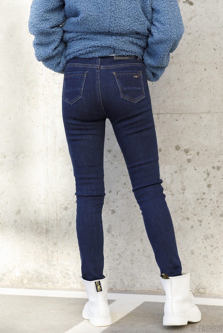 Теплые синие скинни джинс- Фото 3