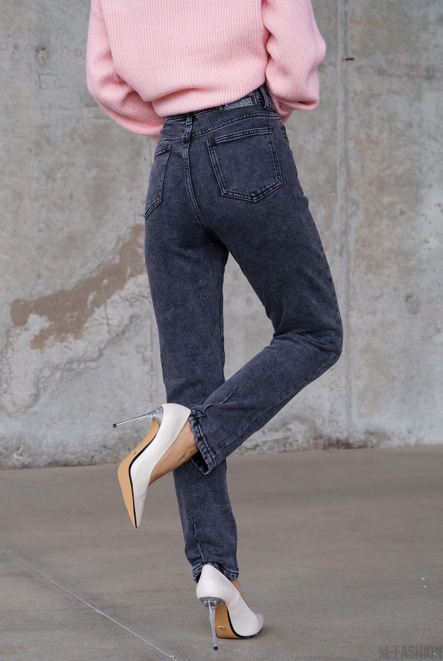 Серые винтажные джинсы со сборками- Фото 3