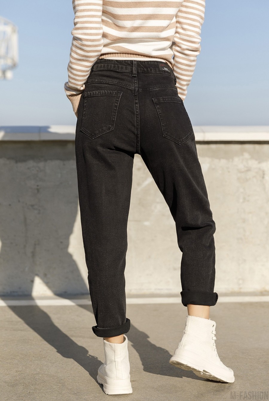 Серые утепленные джинсы момы- Фото 3