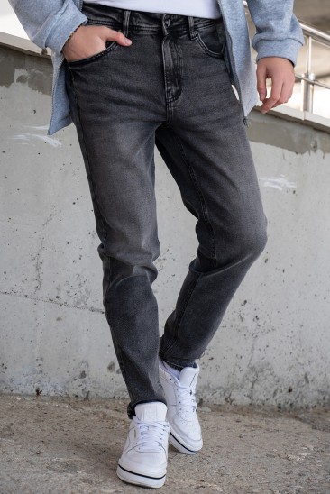 Винтажные зауженные джинсы серого цвета