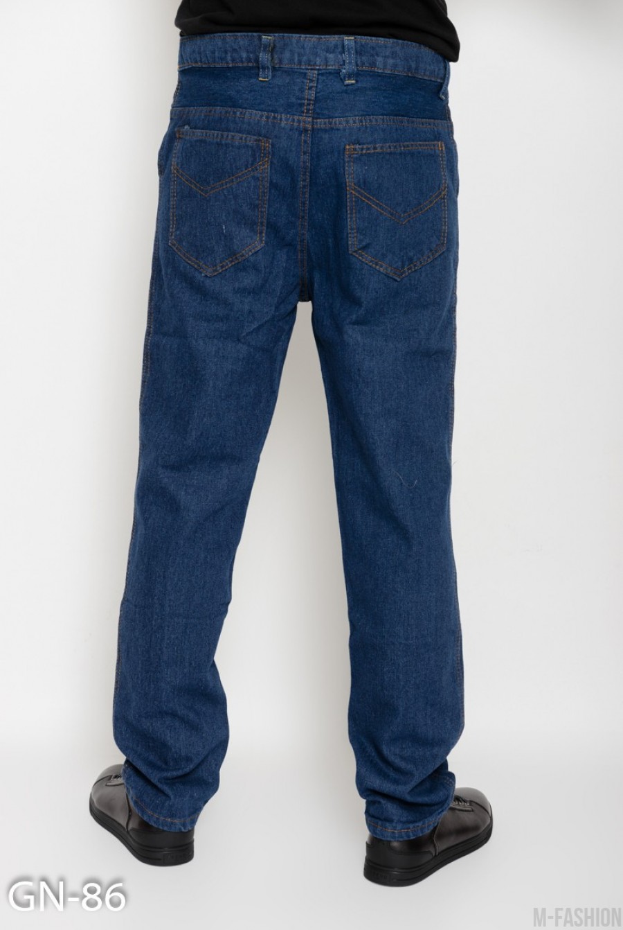 Синие прямые однотонные джинсы- Фото 5