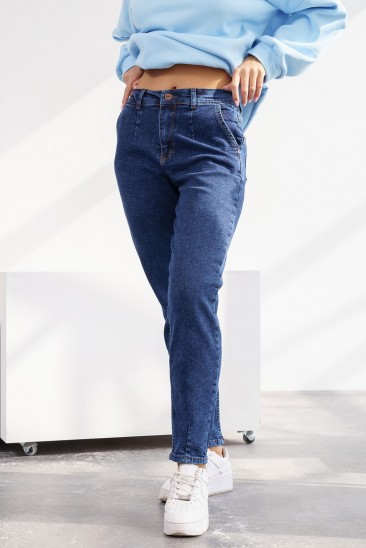 Синие джинсы Момы на резинке