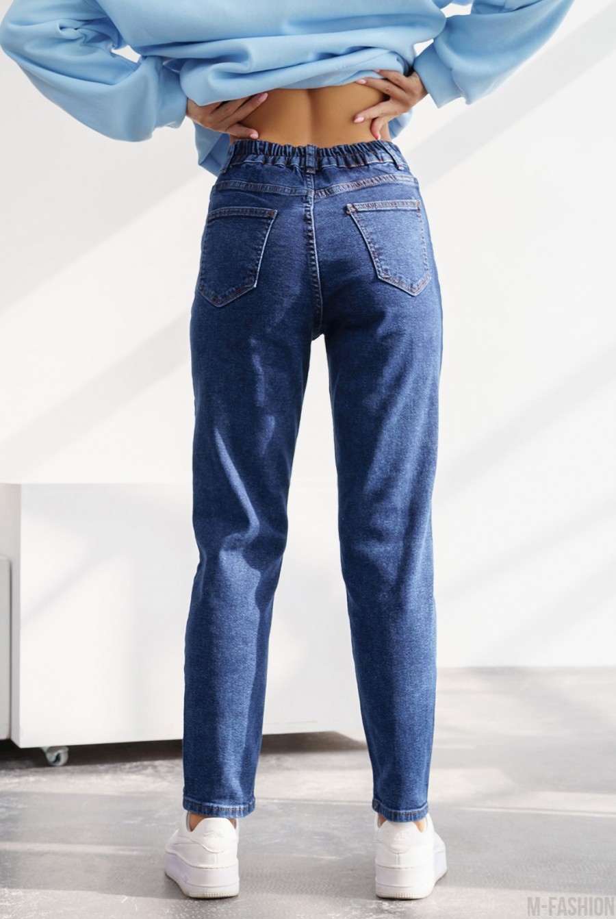 Синие джинсы Момы на резинке- Фото 3