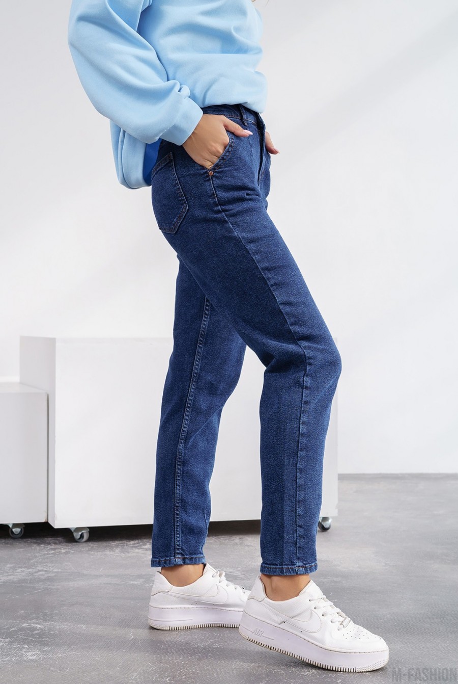 Синие джинсы Момы на резинке- Фото 2