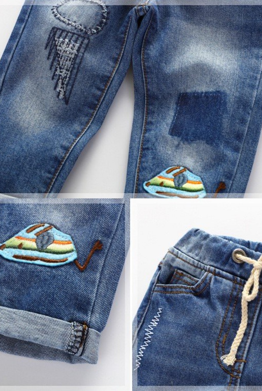Модные джинсы "бойфренда" с заплатками и потертостями- Фото 4