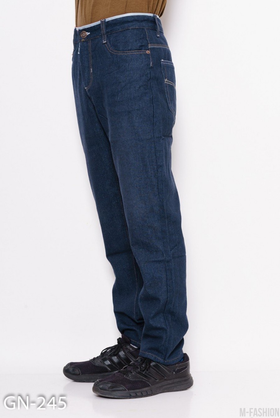 Синие прямые классические тонкие джинсы- Фото 2
