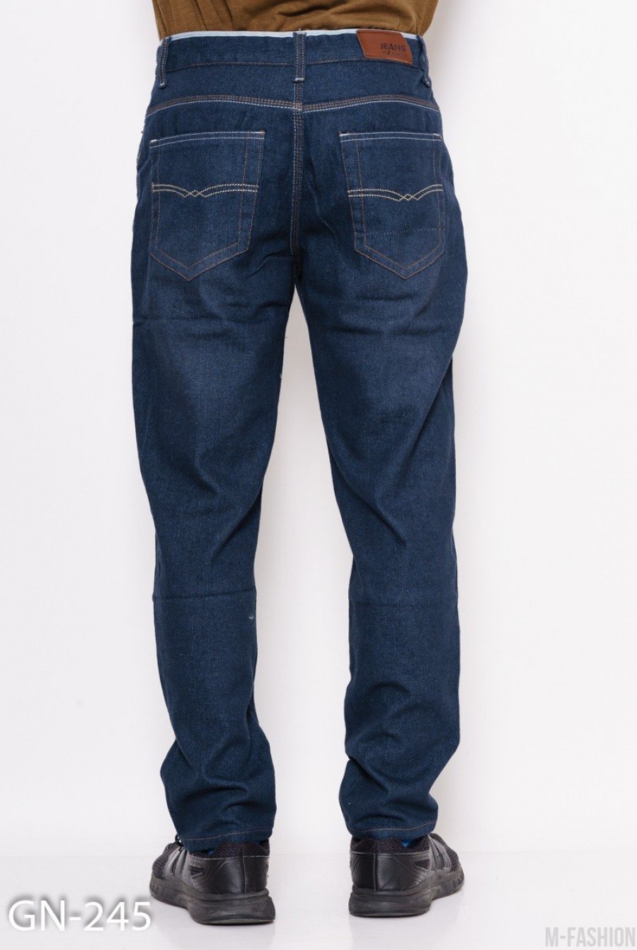 Синие прямые классические тонкие джинсы- Фото 3