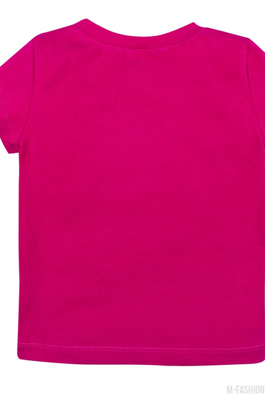Трикотажная малиновая футболка с принтом- Фото 2