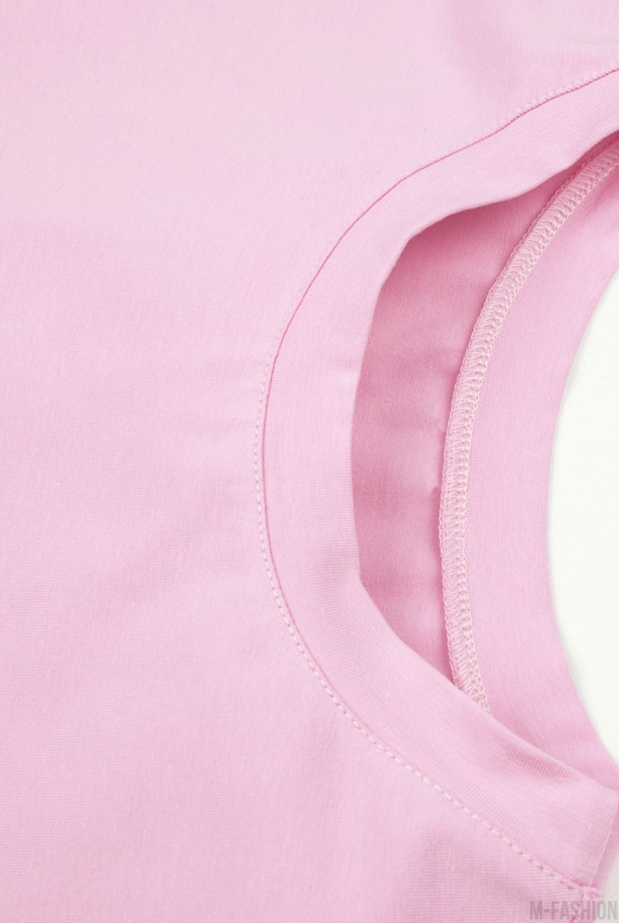 Розовая трикотажная футболка с баской- Фото 3