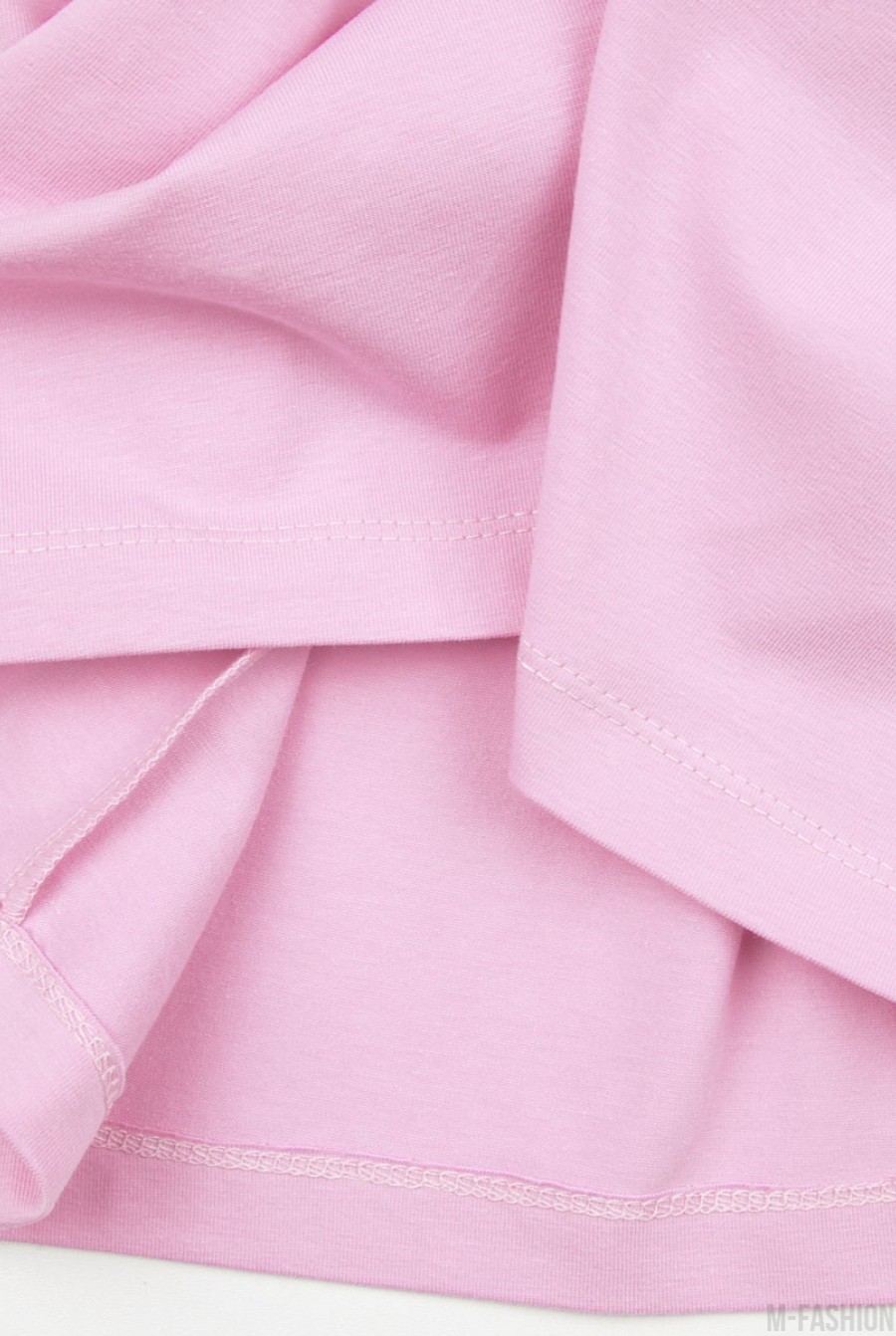 Розовая трикотажная футболка с баской- Фото 6
