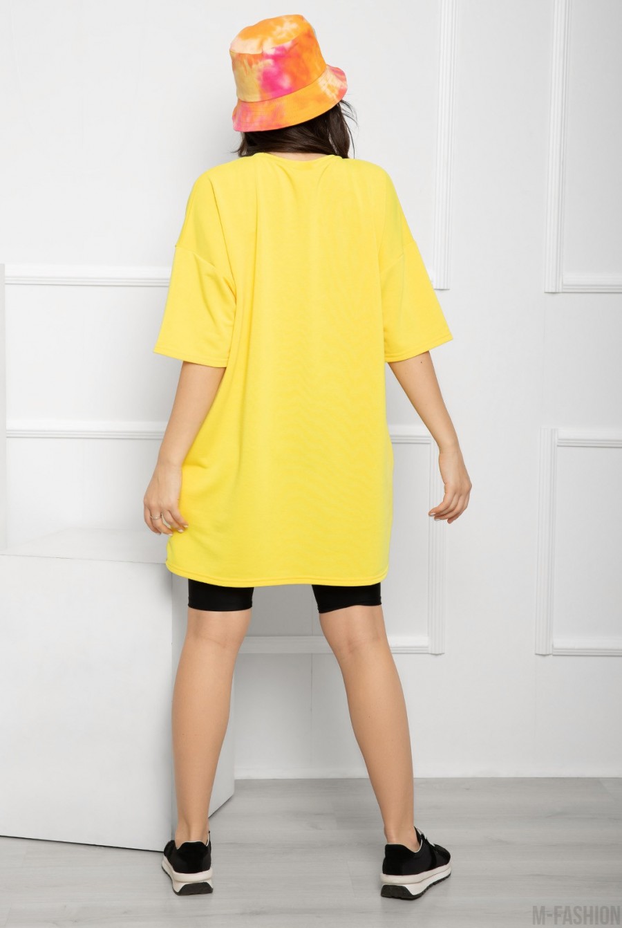 Желтая свободная трикотажная футболка- Фото 3