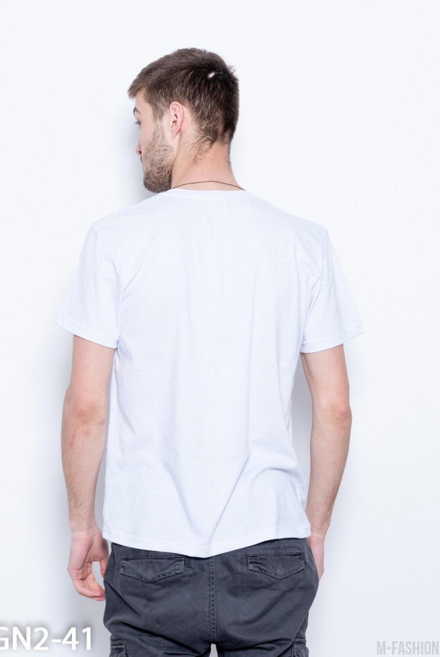 Трикотажная футболка белого цвета с принтом- Фото 3