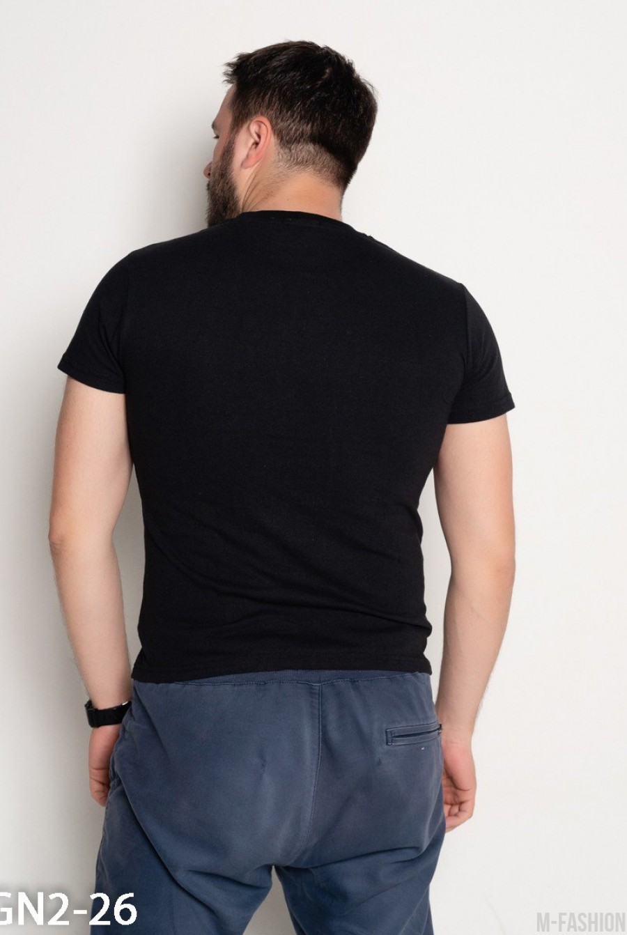 Черная мужская футболка с камуфляжным принтом- Фото 3