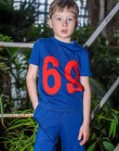 Футболка котоновая детская синего цвета с красными цифрами