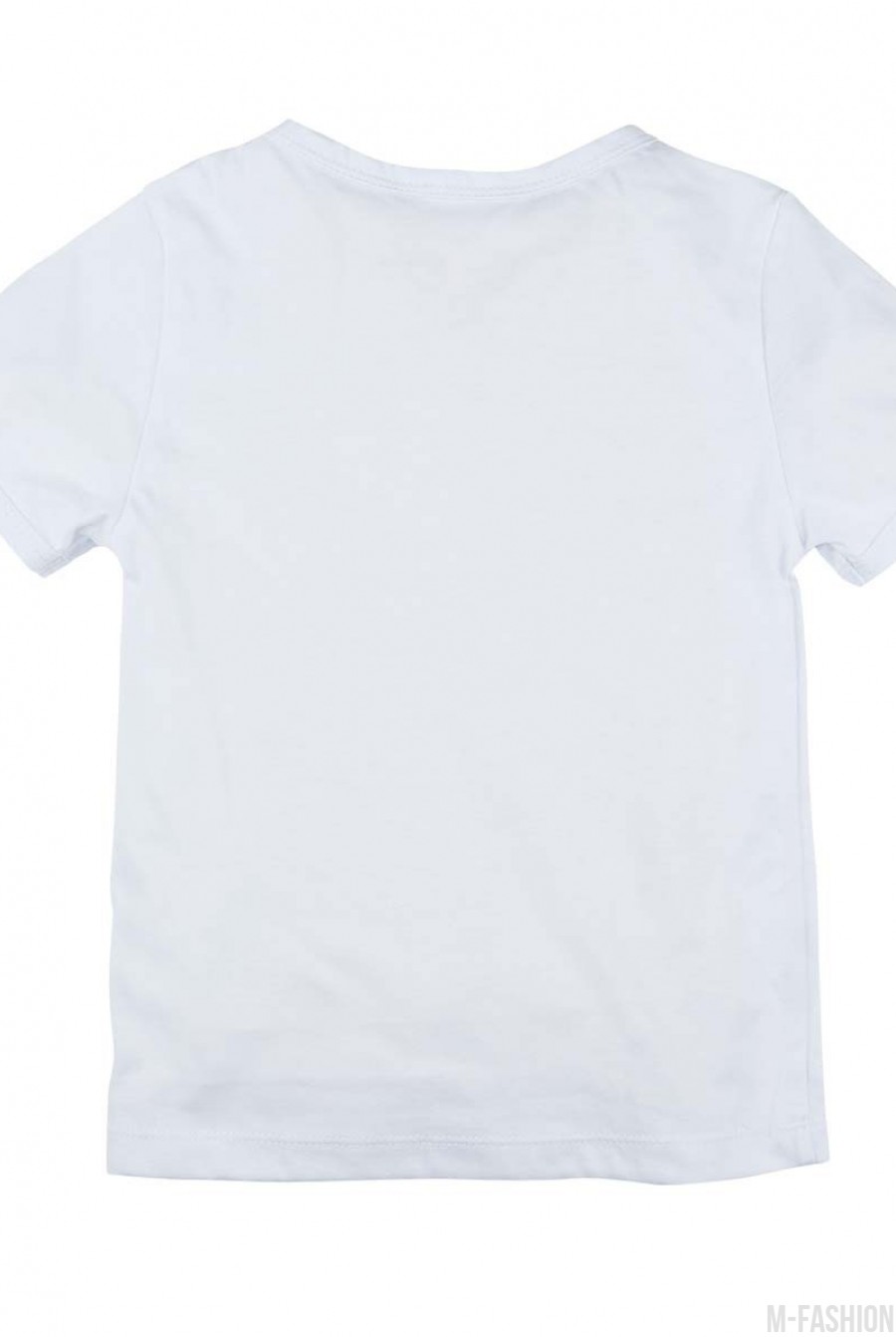 Белая трикотажная футболка с возможностью индивидуальной печати цифры (1-4) на принте- Фото 5