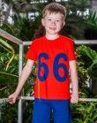 Футболка котоновая детская красного цвета с темно-синими цифрами