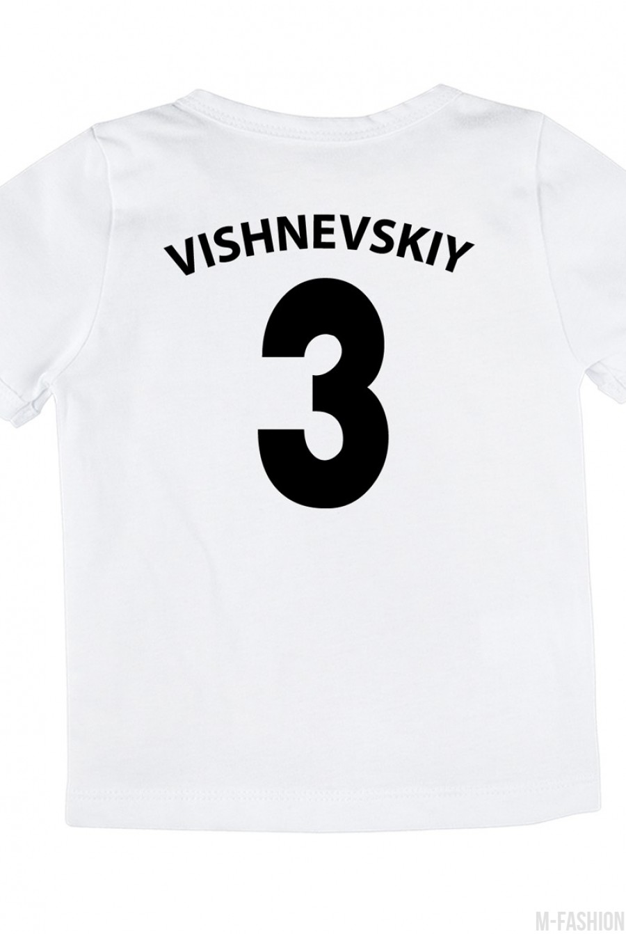 Хлопковая футболка с принтом и возможностью индивидуальной печати фамилии и номера- Фото 4