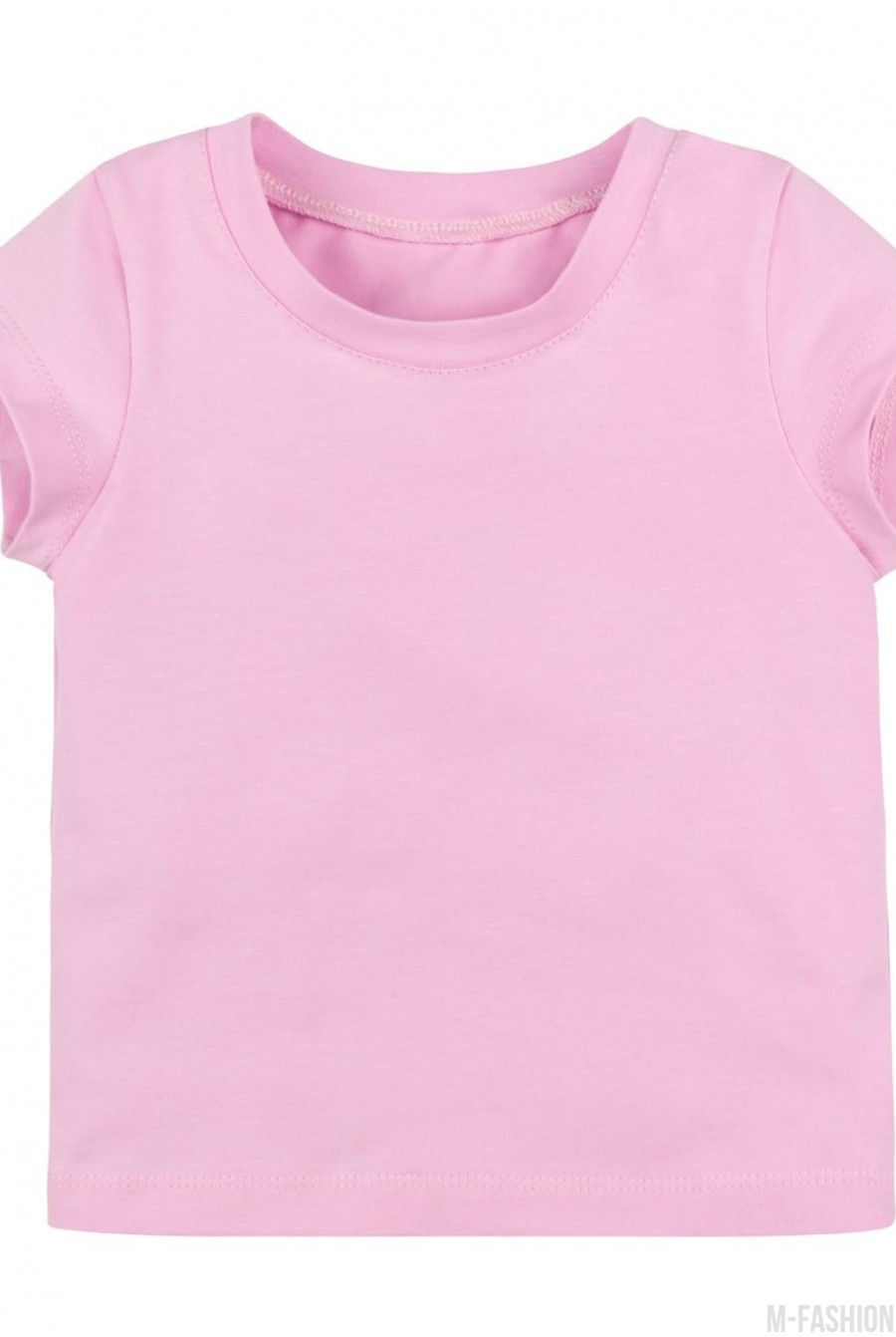 Розовая котоновая футболка с короткими рукавами - Фото 1